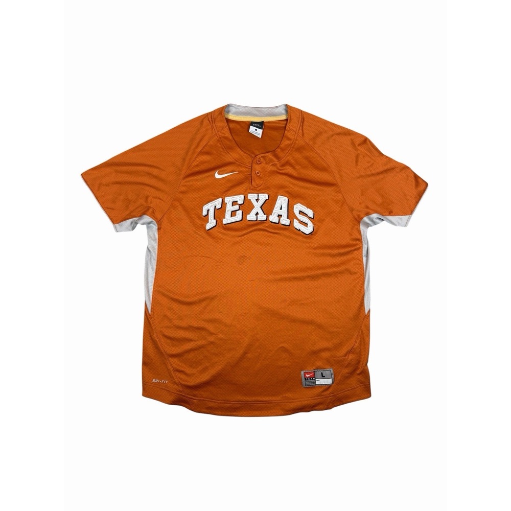 Nike Texas Longhorns Baseball Jersey Mens L Dri-FIT Burnt Orange NCAA UT